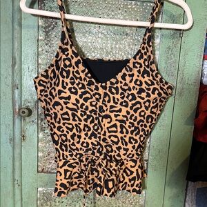 Coral Reef Leopard Print Peplum tankini